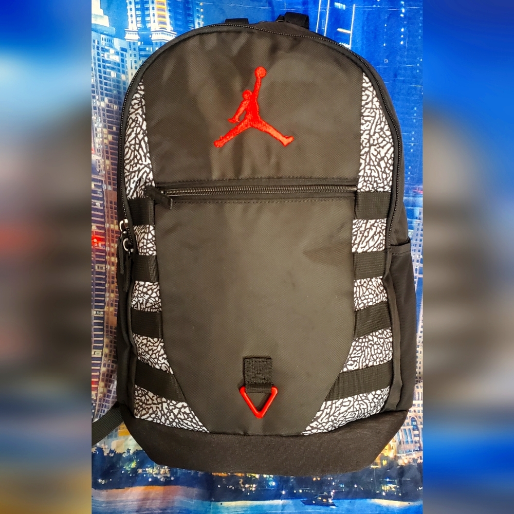 New Nike Air Jordan Black/ Gym Red/ Elephant Print Backpack Back to School!!!